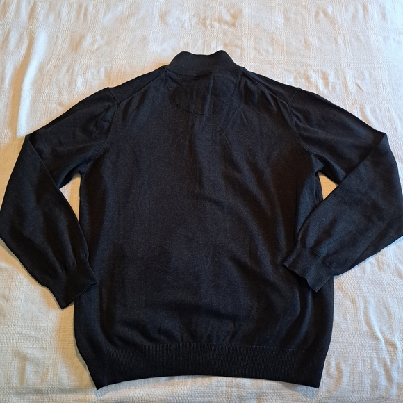 Fynch Hatton men's size X Large zip up sweater dark blue fine knit, full zipper - Picture 6 of 8
